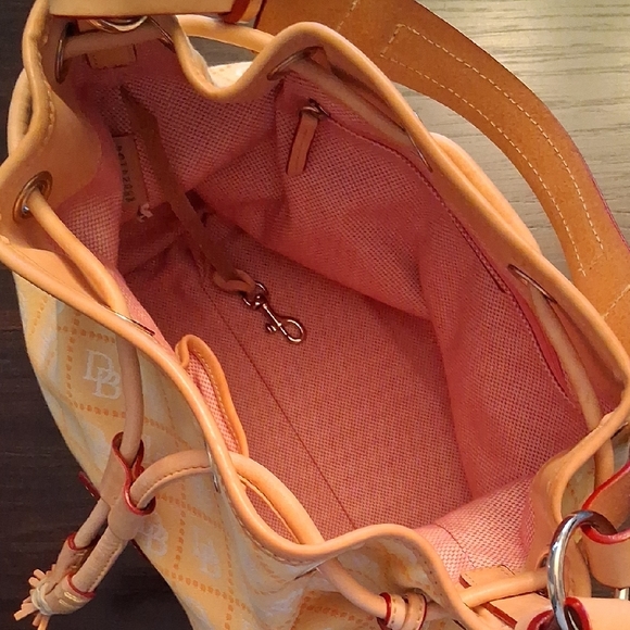 Dooney & Bourke Yellow Coated Cotton Drawstring Shoulder Bag - Picture 4 of 8